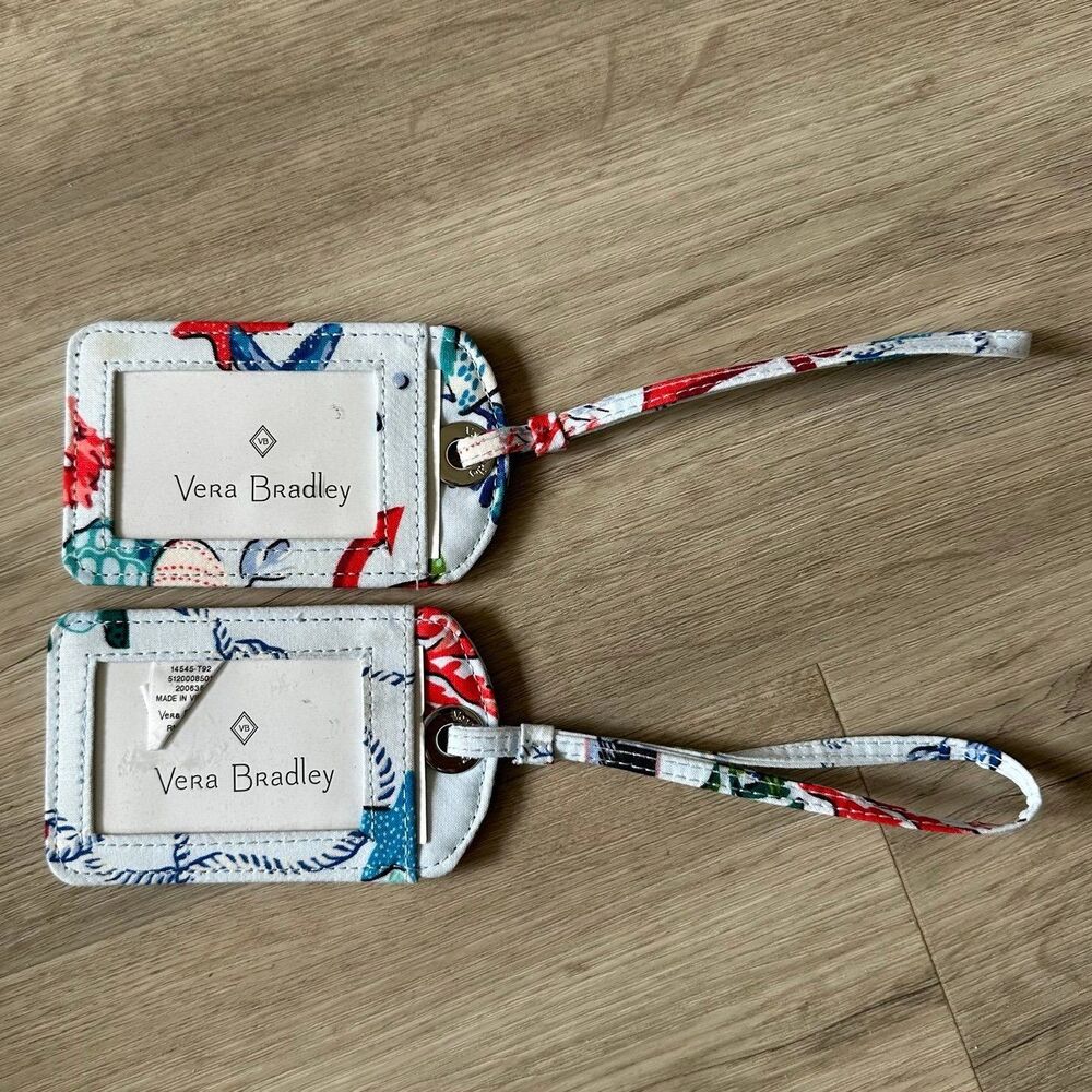 Vera Bradley Luggage Tags - Set of 2 - Anchors Aweigh Pattern Travel Accessories